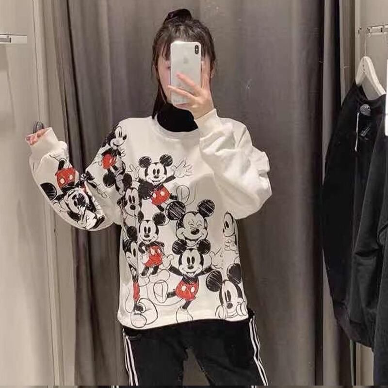 プラスサイズの女性用Tシャツ、秋の新しいスタイル、年齢の削減、長袖の太った姉妹、腹を覆う漫画のトップ、ワイルドなファッション ミックスインファッション94021234504