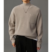 パッチポケット リブ編みニット af0050