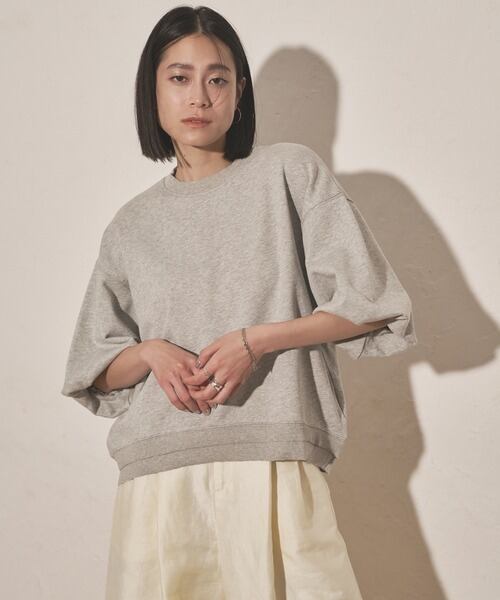 Audrey and John Wad ☆ スウェット半袖カットソー　グレー Audrey and John Wad】カットオフ半袖スウェットプルオーバー