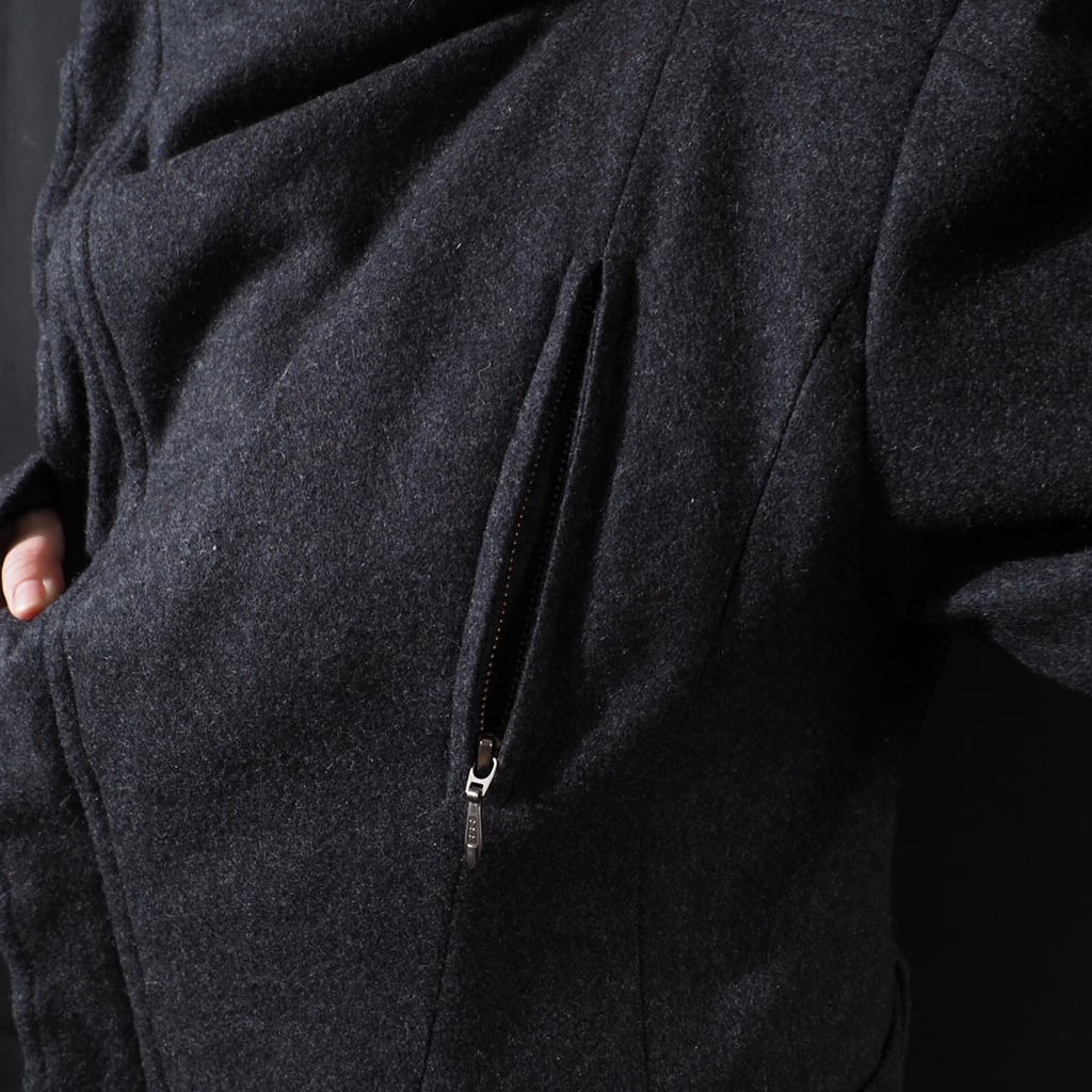 2000s Deformation mode silhouette neck wool long coat