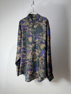 90s USA abstract art silk shirt
