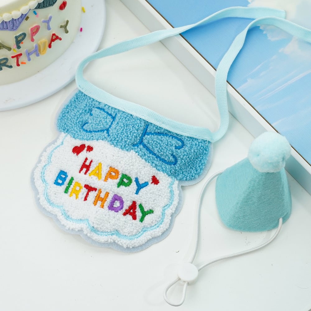 HappyBirthDay リボンエプロン＆帽子セット 猫 誕生日 すたい