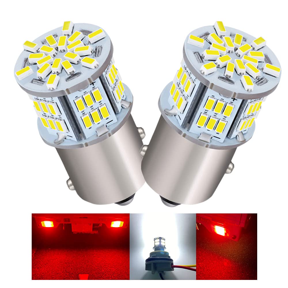 【特価処分】S25 G18 1157 ダブル 直流専用 超高輝度 LEDバルブ 54LED ブレーキランプ テールランプ 12V 24V 兼用 バイクからトラックまで! 2個セット ホワイト