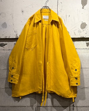 【Caka otto】“Massimo Dutti” Vivid Yellow Color Vintage Linen Haori Jacket