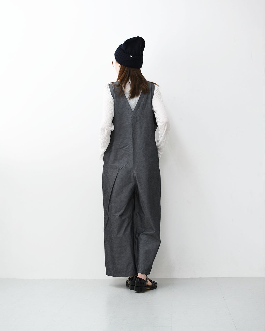 prit [プリット] 綿麻ストレッッチVネックオールインワン [P71629