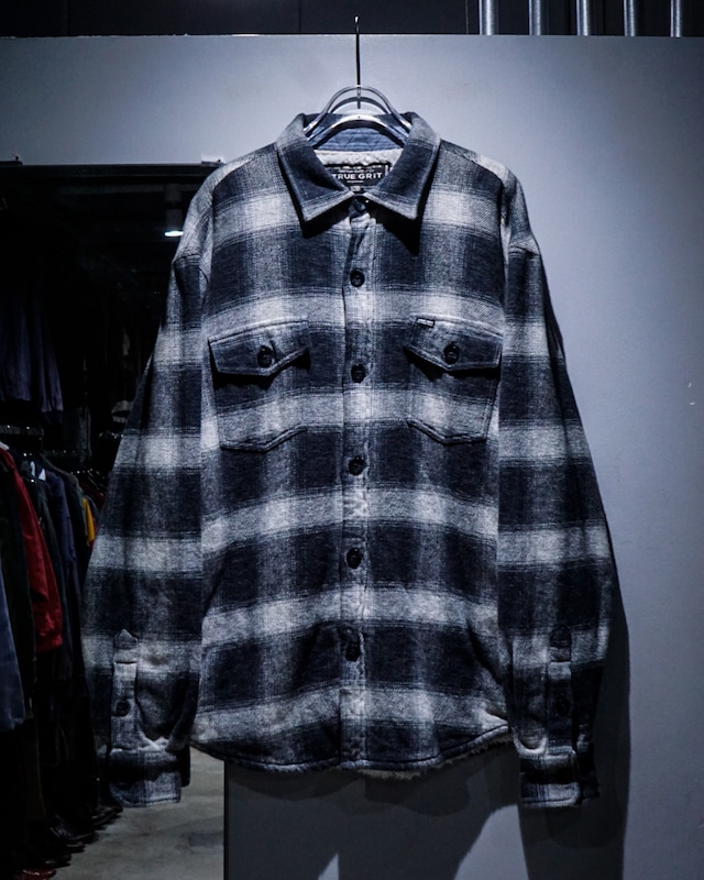 【add (C) vintage】Monotone Checkered Pattern Heavy Flannel Shirt Jacket
