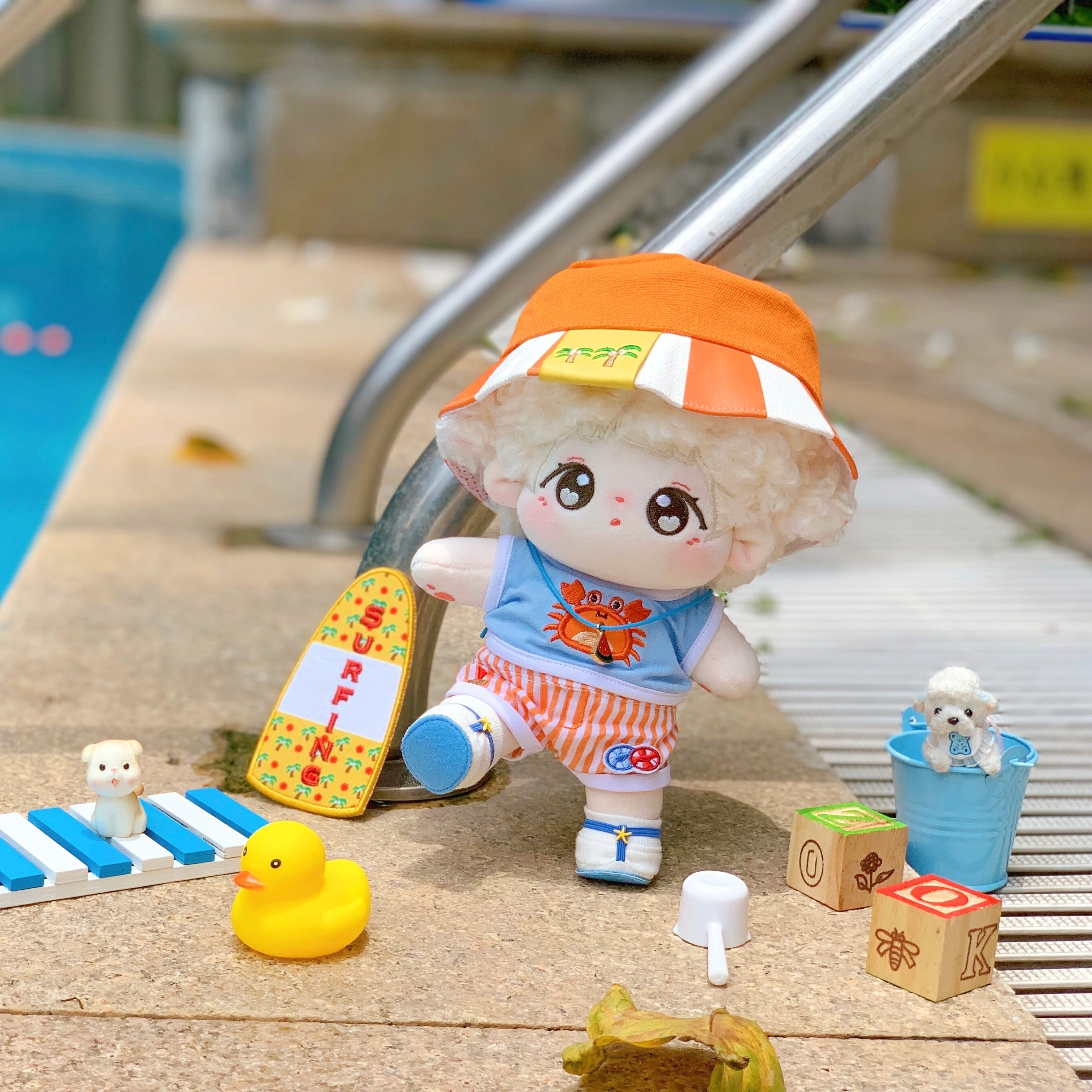 20cmぬい服】カニカニサーフィンコーデ 20cm着せ替えぬいぐるみ用 お