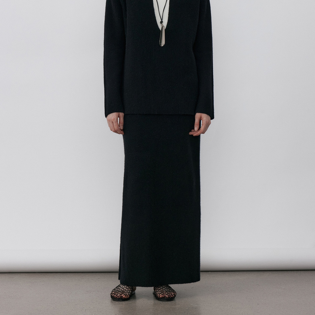 Rib Knit Long Skirt T3966