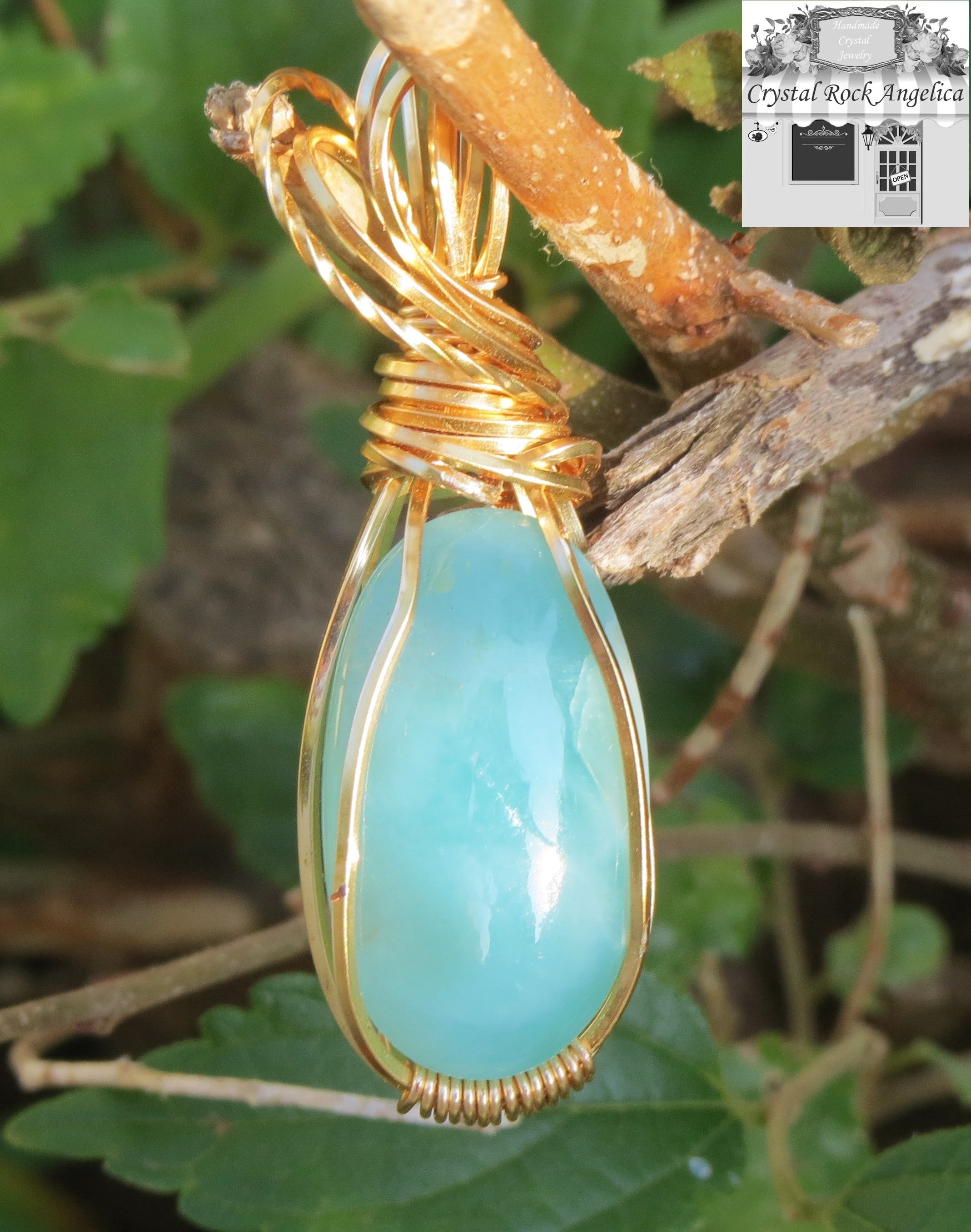 ラブラドライトのワイヤーラッピングペンダント | Crystal Rock Angelica