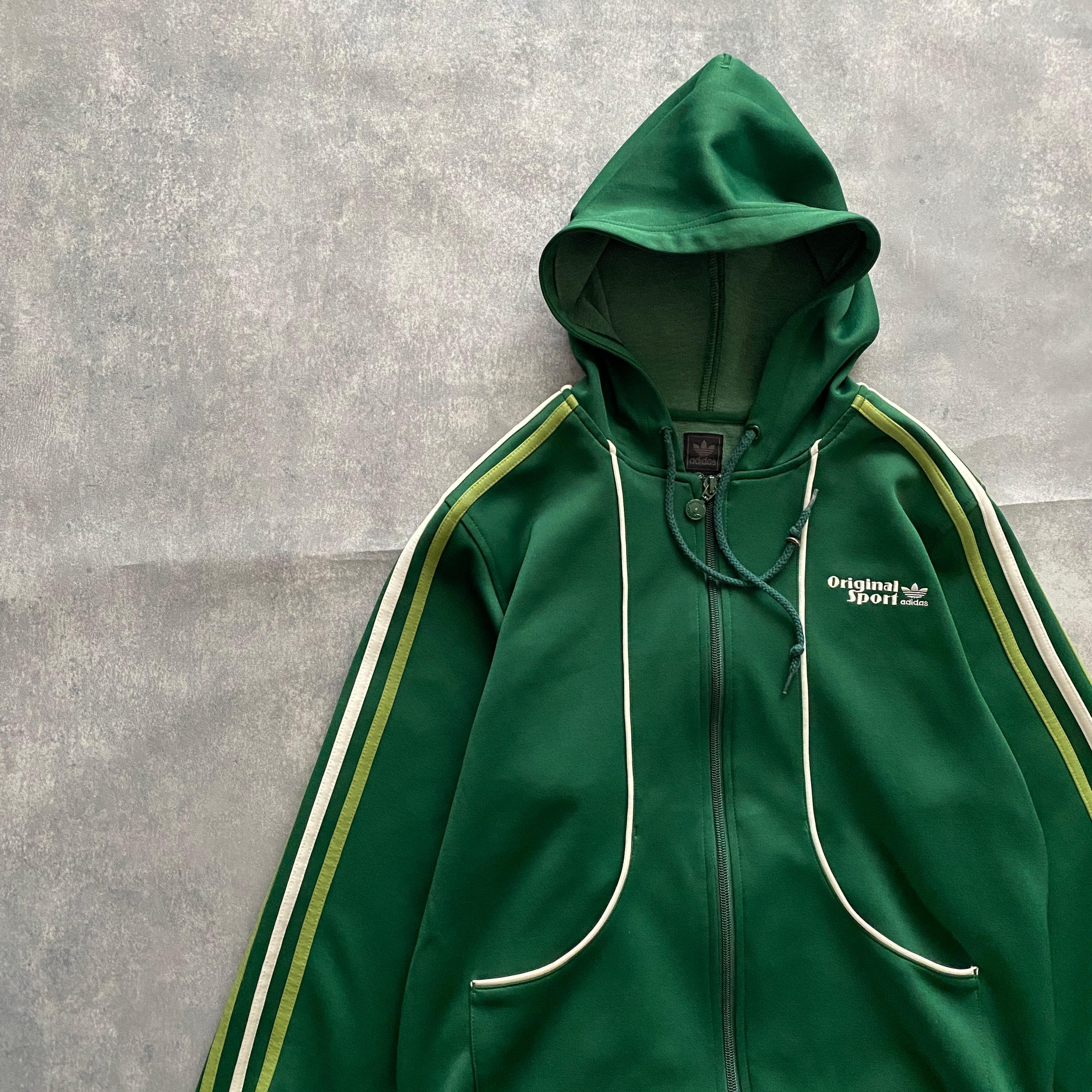 adidas originals track jacket 刺繍ロゴ 緑トップス - ジャージ