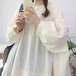 2色/裾レース貼りギャザーブラウス ・12489