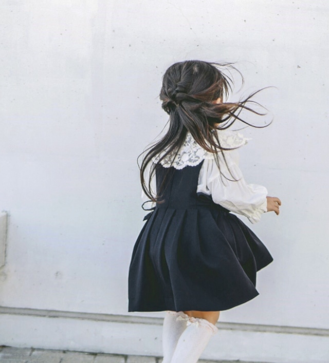 サイドリボンジャンパースカート<Navy>