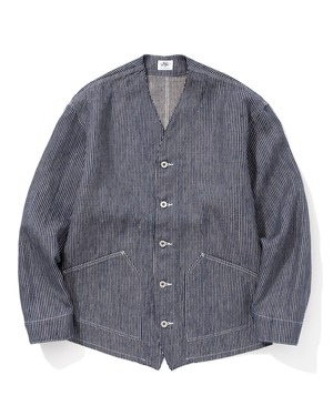 【Outlet】Just Right “Engineers Jacket Linen Hickory” Blue