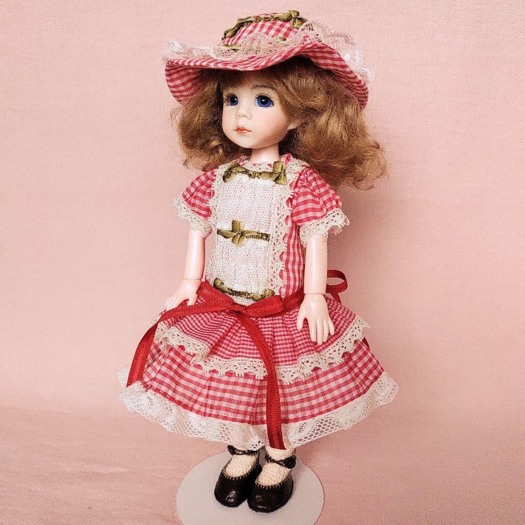 ビスクドール セリアボディ ギンガム シルク ワンピース モヘア