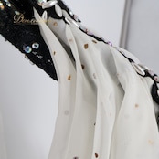 社交ダンス 衣装 スタンダード ドレス スタンダードドレス ワンピース フロート デモ 競技 ダンス パーティ 発表会 白 黒 ファー 羽 ブラック系 ホワイト系 ゴージャス お洒落 ゆったり 大人用 イベント用 高級感 ステージ用 レディースドレス 競技用