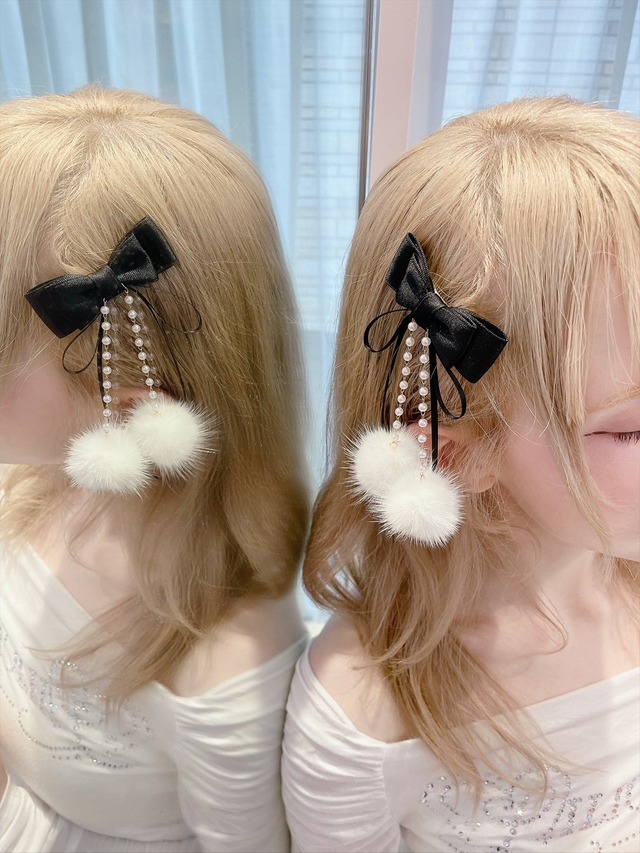 リボンファーヘアピン（2個セット）