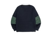 SWEAT KNIT MIX RUGBY SHIRTS_NAVY