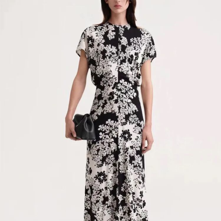 ヴィンテージモノトーンフローラルワンピース34184