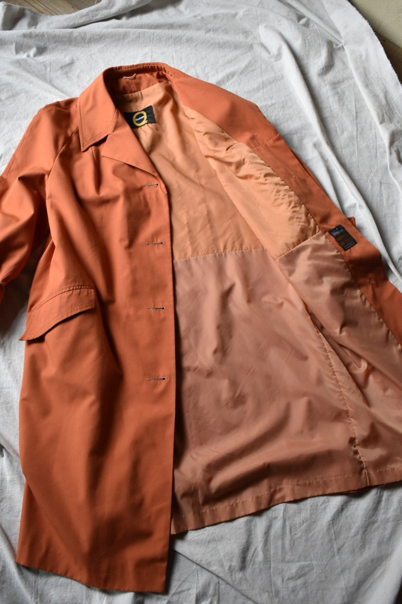 1970s U.K. Marigold orange spring coat