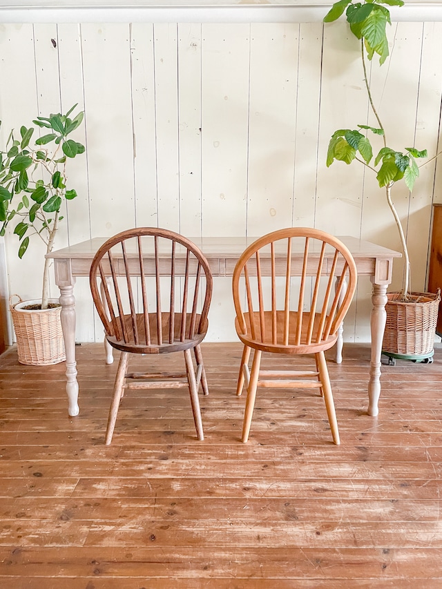 総オーク材ターンドレッグダイニングテーブル “スレンダー”(アンティーク調ろくろ足テーブル) W1400〜2400 4〜8人掛け 引き出し付きダイニングテーブル