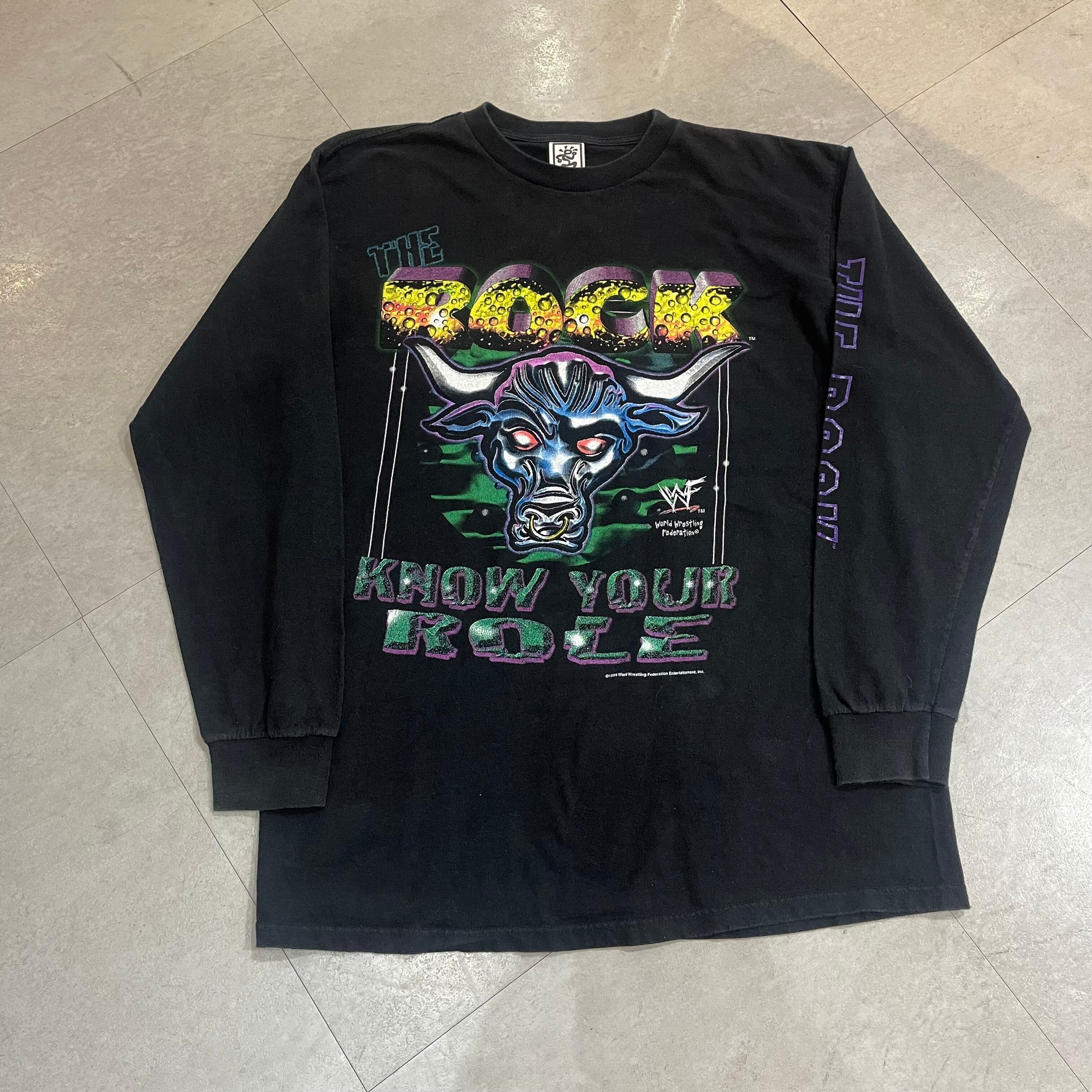 90年代〜 size:L 【 The Rock 】ザ・ロック ロンT 両面プリント 大判