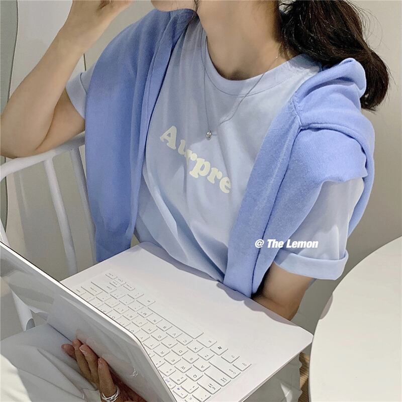 ラウンドネックTシャツ トップス レディース Oネック ビッグFスモールZ韓国74955587134