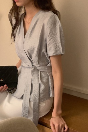 wrap design vneck blouse