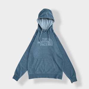 【THE NORTH FACE】ロゴ プリント パーカー プルオーバー スウェット フーディー hoodie アウトドア M ノースフェイス グリーン系 くすみカラー us古着