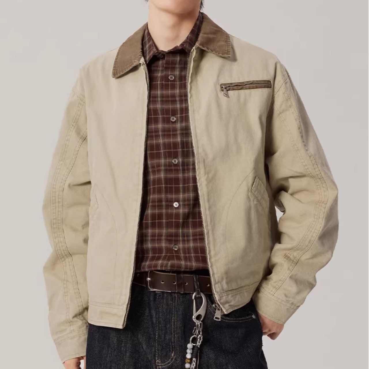 ボタンフロント ヒップ丈ジャケット af0416