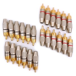 【在庫処分】Meliore 金メッキ RCA プラグ 端子 はんだ レス タイプ オス PLUG TYPE タイプ B ケーブル 自作 赤黒 レッド ブラック 24個 セット