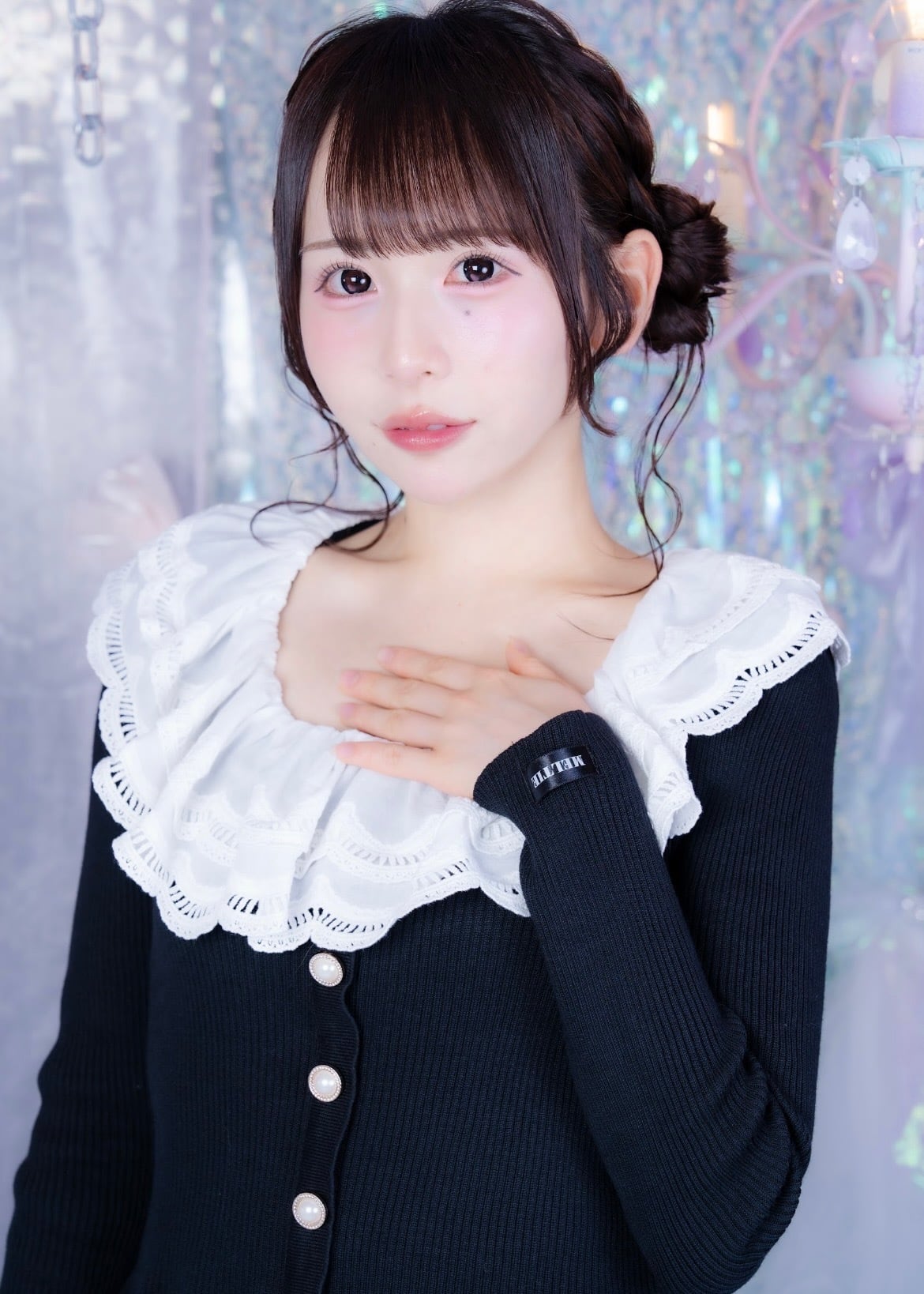 frill collar peplum knit
