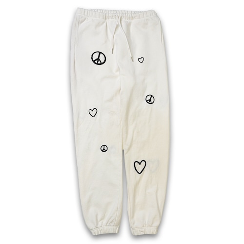 LOVE&PEACE SWEAT PANTS -WHITE-