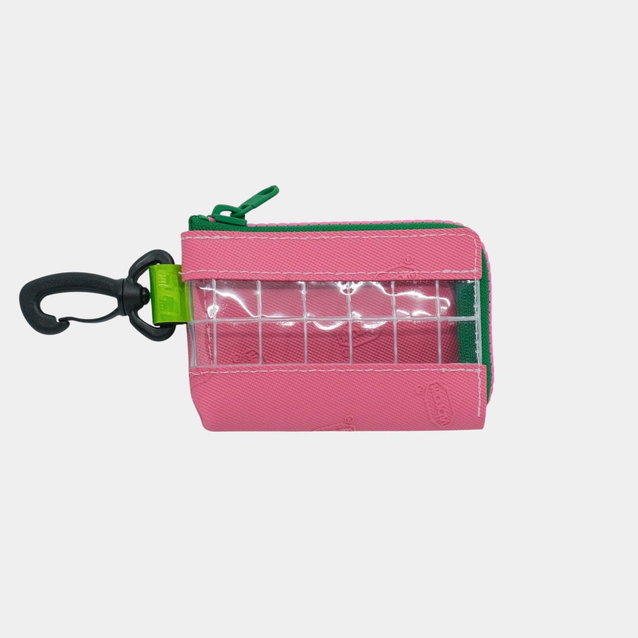 vibram card case (pink×clear) with pink glowing zip