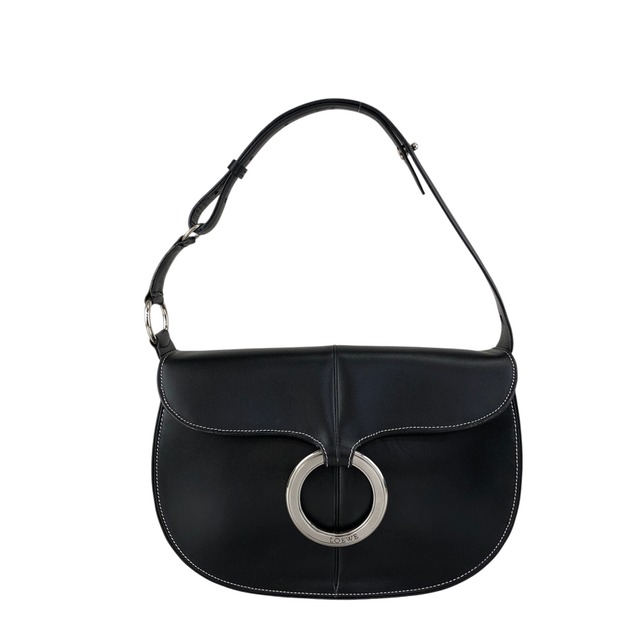 LOEWE ロエベ ショルダーバッグ ブラック サークルモチーフ ロゴ レザー ワンショルダー vintage ヴィンテージ オールド sy8ch6