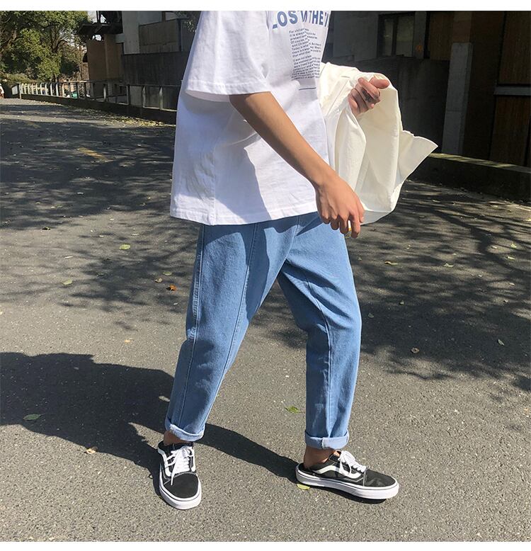 全1色 デニム パンツ ストレート カジュアル 無地 おしゃれ