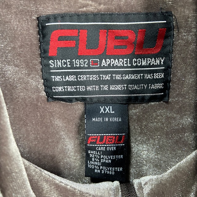 『送料無料』FUBU フブ　トラックジャケット　ベロア素材　90s ブラウン系　ストリート