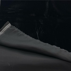 ★NY035◆2m◆ポリエステル100%高級光沢ベルベット生地◆ブラック