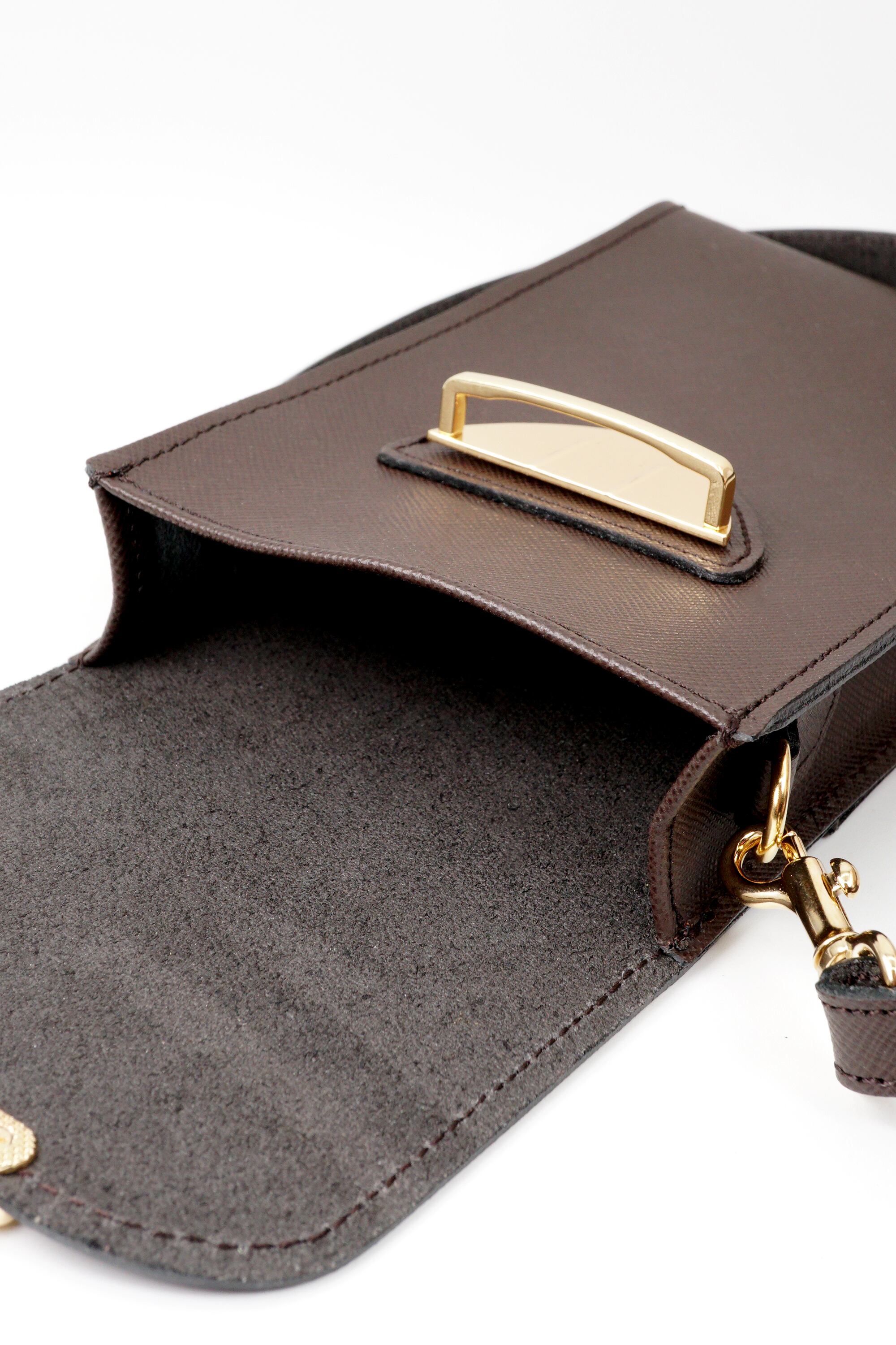 エレガント高級本革レザー格子携帯スマホポシェット