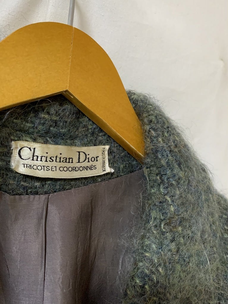 1980's Mohair Blend Shawl Collar Design Short Coat "Christian Dior"