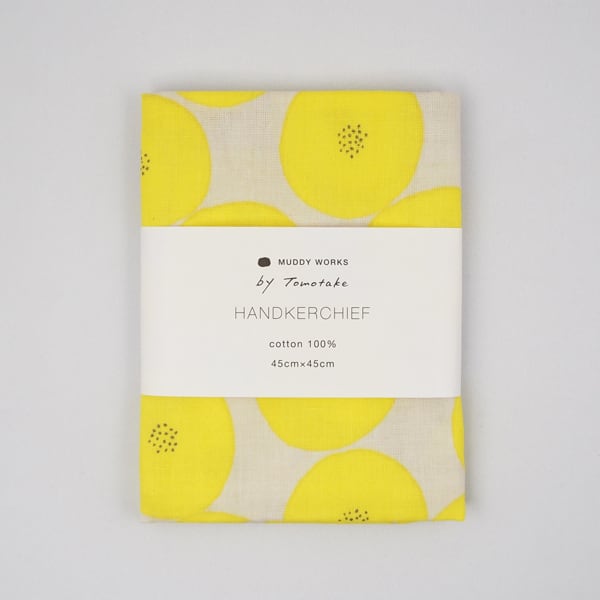 Tomotake(トモタケ) ダブルガーゼのハンカチ ミニあんぱん グレー & レモン