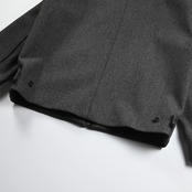 INTERIM / HEAVY MELANGE FELTED VIRGIN WOOL DEADSTOCK LEATHER COLLAR HARRINGTON JACKET