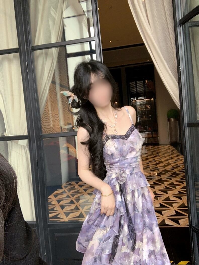 蝶柄ラベンダーキャミワンピース｜細見え×大人可愛いフレアシルエット