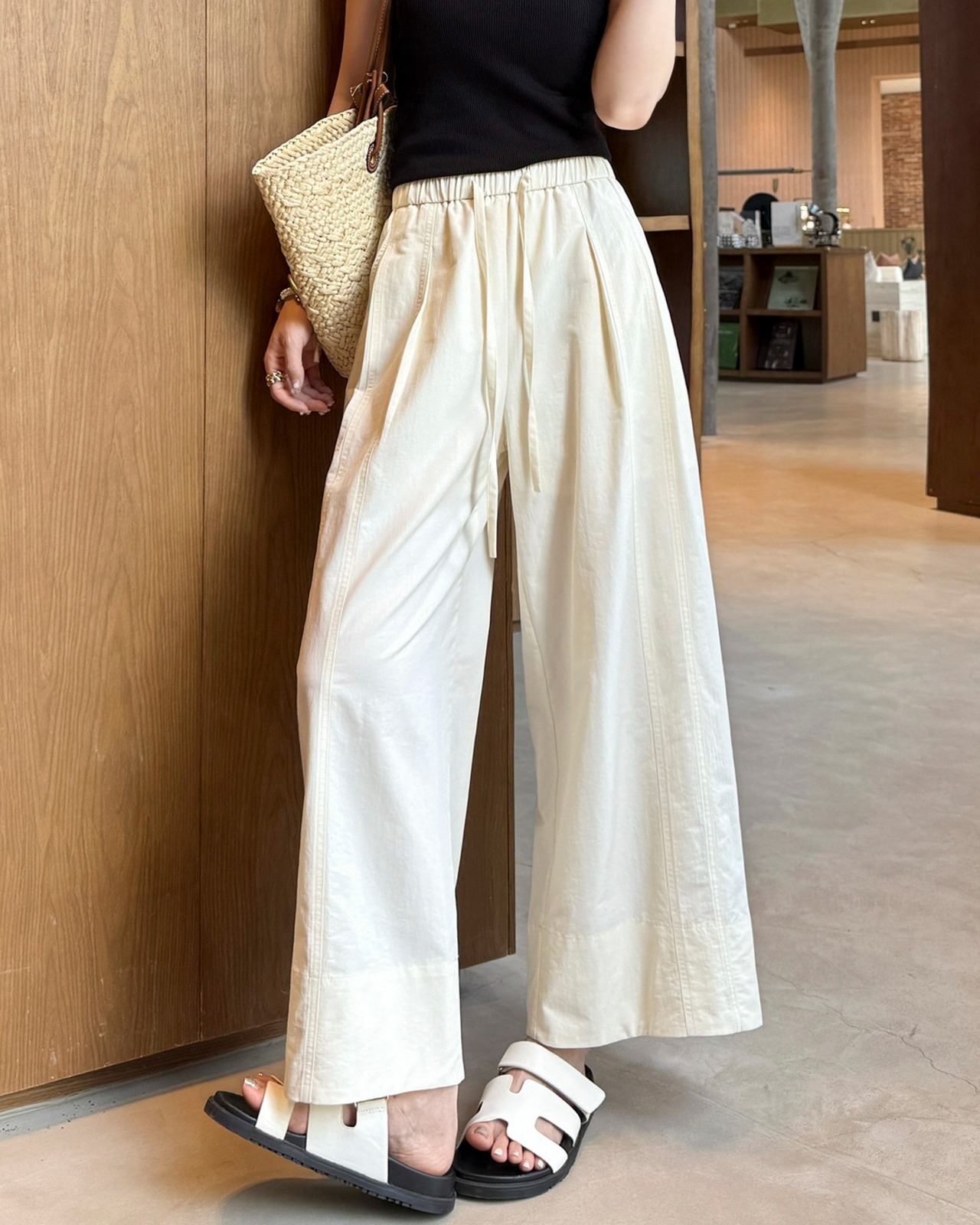 ドローストリングウエストワイドパンツ 2color A1029 - 17