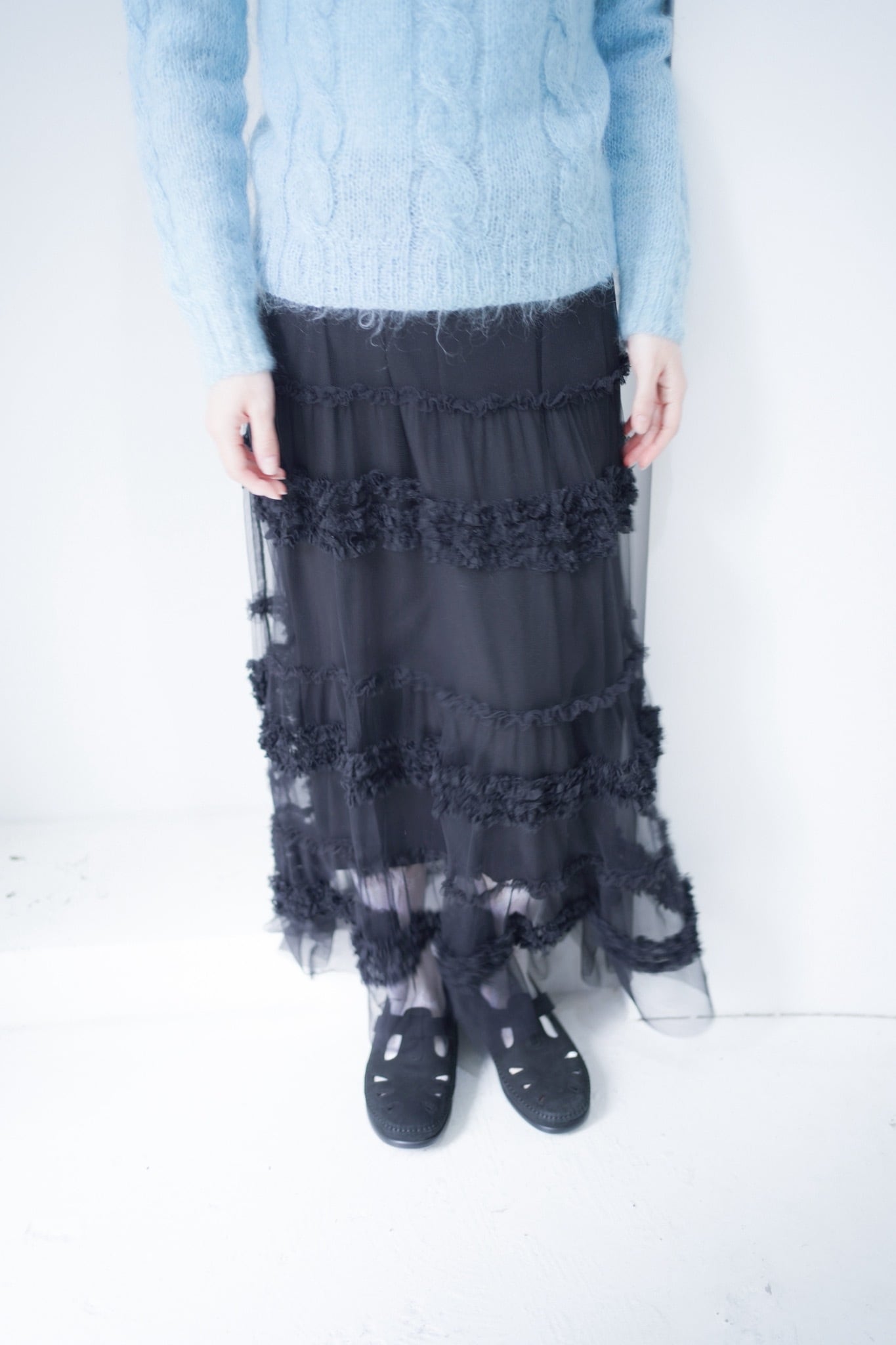 black tulle design skirt