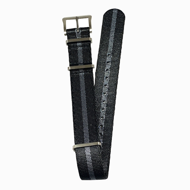 DELUXE NYLON NATO TYPE WATCH STRAP /  Black & Gray Single strip Combi color