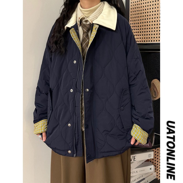 ♥冬の必須アイテム！【UATONLINEシリーズ】★冬用コート★ ユニセックス 綿入れコート 3color チェック柄