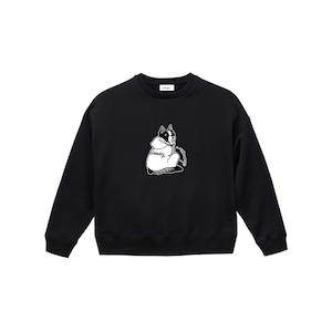 drowsy.. FRONT DOG LOGO CREW SWEAT / 22AW / BK