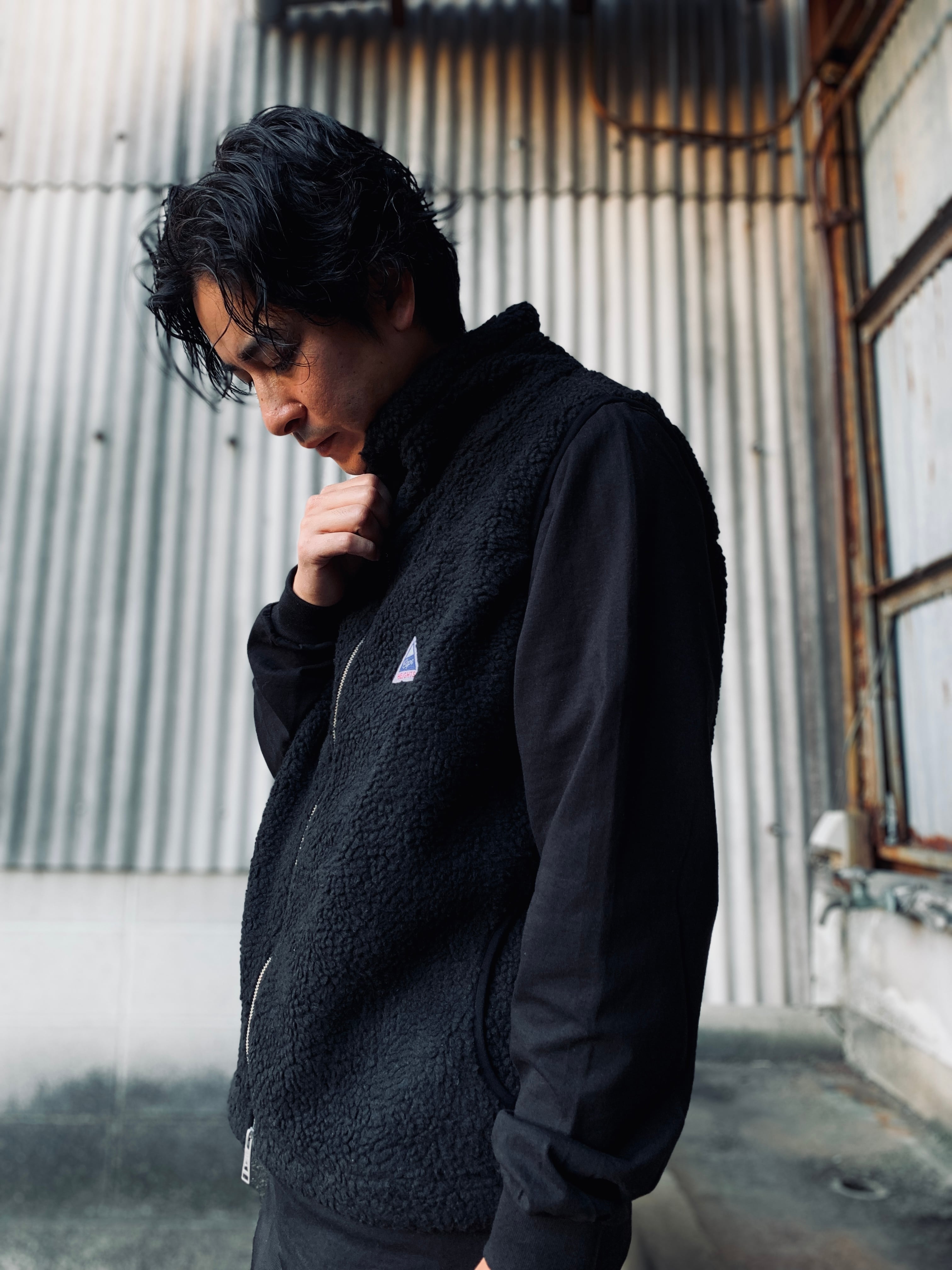 Cape HEIGHTS boa fleece vest black ケープハイツ ボアフリースベスト