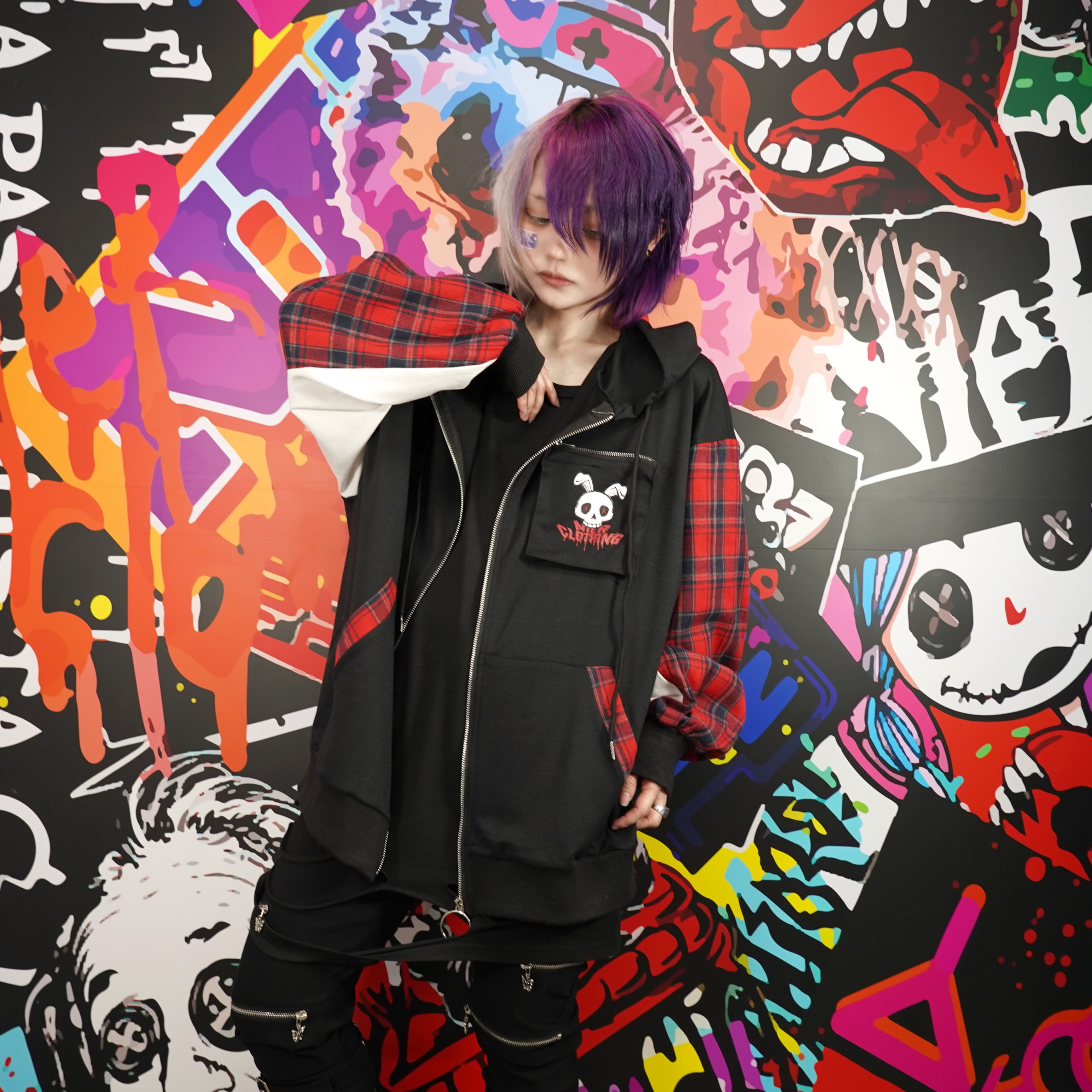 12/10日目玉大特価品】RED CHECK袖切り替えデザインZIP PARKA | NIER