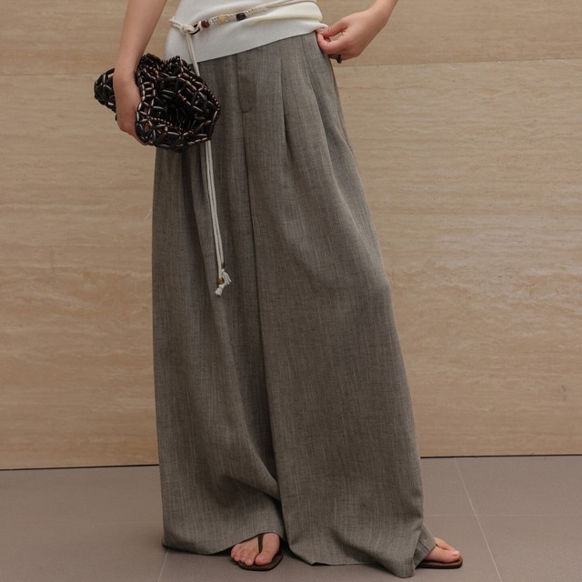 タック入り ワイドロングパンツ　1col　H10912